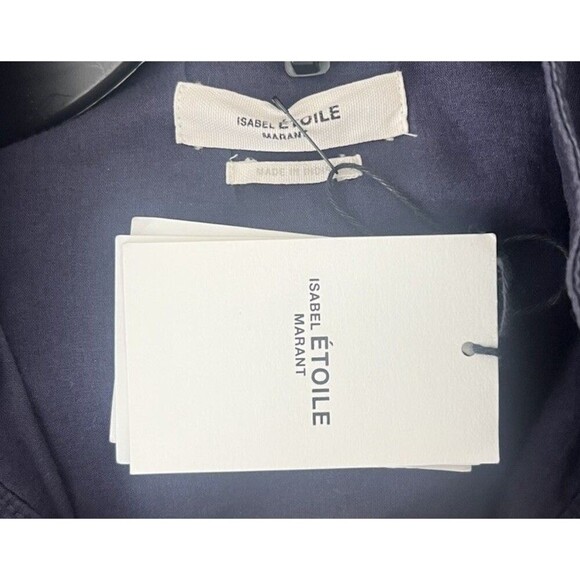 Isabel Marant Etoile Rodwell Mini Dress Faded Night Belted Waist High Neck FR 34 - Picture 10 of 11